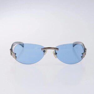 CHANEL Sunglasses Plastic Blue CC Auth